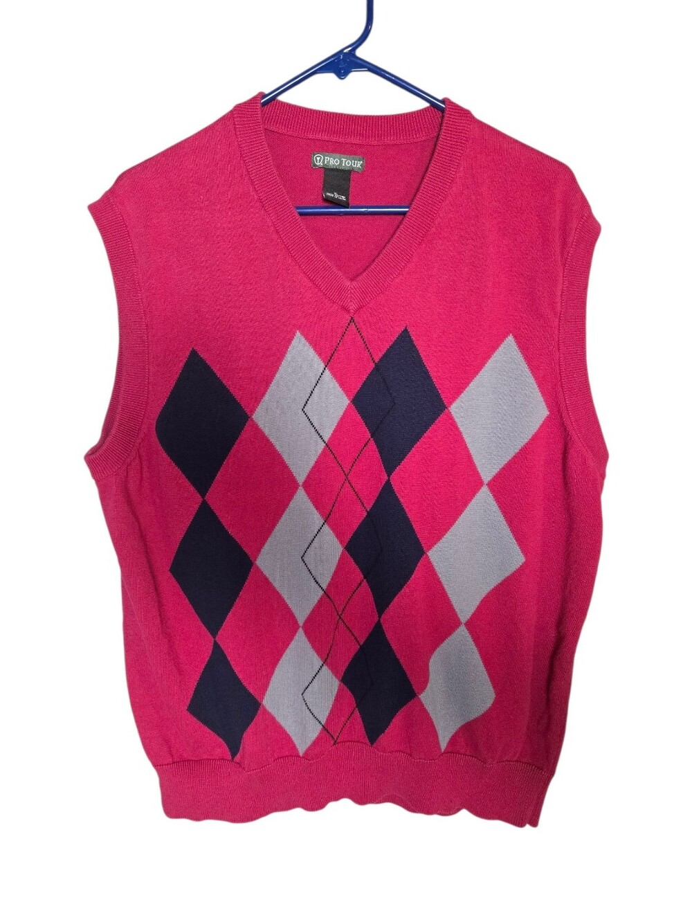 Men's Pro Tour Red Diamond Argyle Sweater Vest XL Gold Teacher Professor